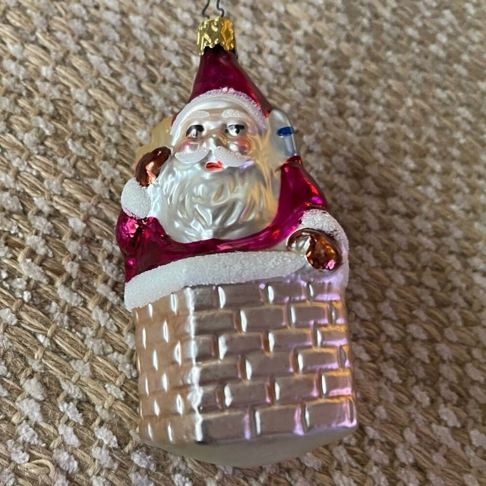 Vintage Kurt Adler blown glass Santa in the chimney Christmas ornament